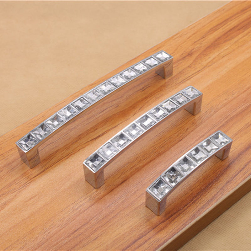 Hole Pitch 64mm/96mm/128mm Modern Crystal Glass handle drawer handle pulls cabinet handle furniture Hardware Home Improvement