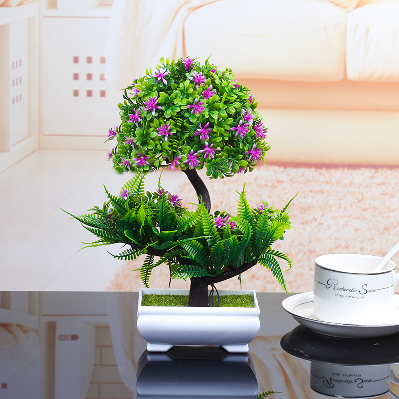 1PCS Colorful Artificial Plants Bonsai Small Tree Pot Plants Fake Tree Bonsai for Home & Garden Decoration