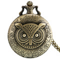 Antique Bronze Night Owl Necklace Quartz Pocket Watch Chain Men chiristmas gift P02