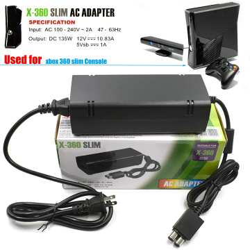 for Xbox 360 Slim AC Adapter Power Supply Brick Power Supply 135W Power Supply Charger Cord for Xbox 360 Slim Console 100-120V