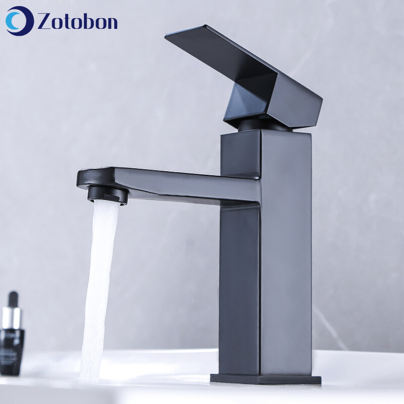 ZOTOBON Bathroom Vanity with Sink Faucets Deck Mounted Hot and Cold Water Taps Matte Black Spray Faucets Grifo De Bano H241