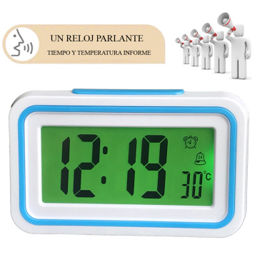 Digital Spanish Talking Alarm Clock Speaking Time and Temperature for Kid Children Bedroom Wake Up