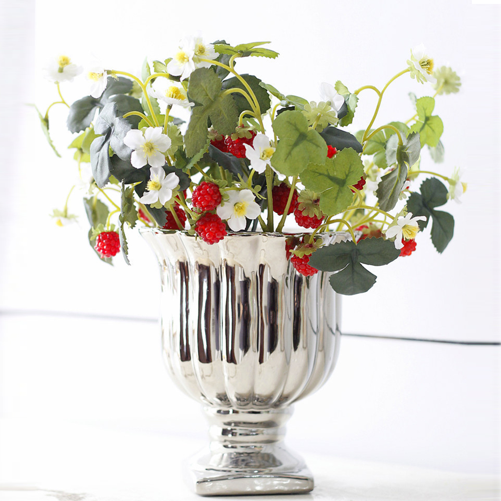 New French Frambuesa Artificial Fake Strawberry Fruit Plant Flower Branch Bouquet Wedding Home Decor