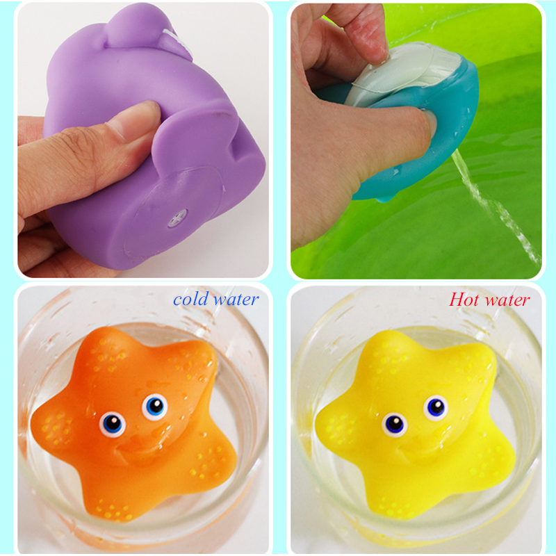 7Pcs Baby Bathroom Fishing Toys Finding Water Squeeze Sound Soft Rubber Play Animals Bath Discoloration Funny Toys For Kids Hot