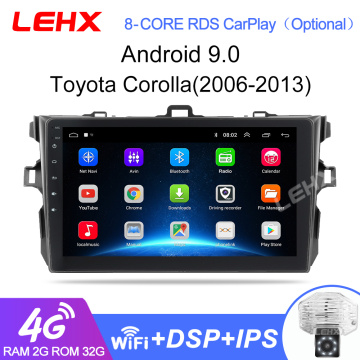 LEHX 2Din android 9.0 Car Radio reproductor Multimedia para Toyota Corolla E140/150/2006-2013, 2 din