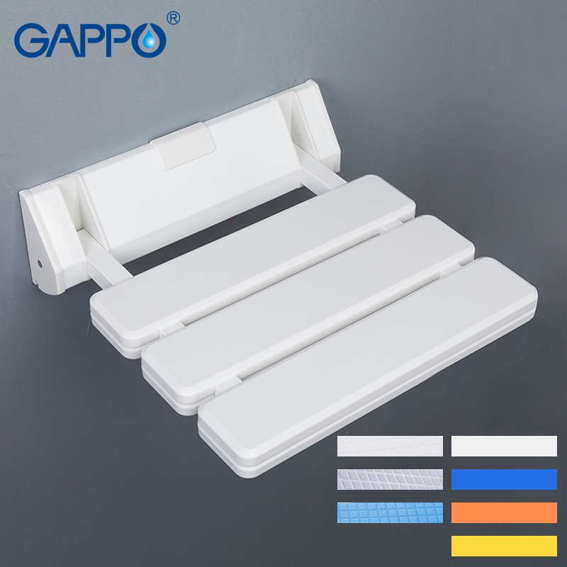 GAPPO Wall Mounted Shower Seats Plastic Folding Chair Bathroom Stool Taburete Durable Relax Chair Toilet Bench For Shower