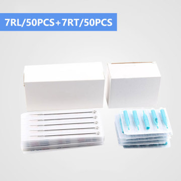 (7RL+7RT) 50 PCS Disposable Sterile Tattoo Needle+50PCS Blue Disposable Tattoo tips Free shipping tattoo needle product