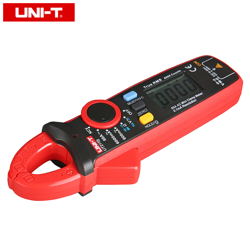 UNI-T UT211B AC/DC 60A Mini Digital Clamp Meters; True RMS Ammeter, V.F.C./NCV/ Resistance/Capacitance Test, LCD Backlight