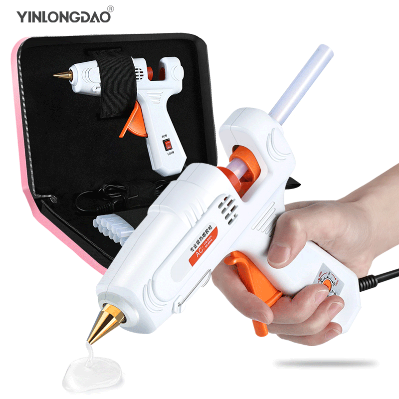 40-150W Industrial Grade Copper Nozzle Hot Melt Glue Gun+20Pc High-purity High Viscosity Glue Sticks Mini Heat Temperature Tool