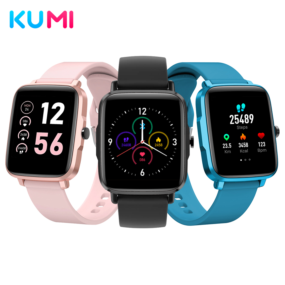 KUMI KU1 S Smart Watch Men Women Full Touch Fitness Tracker Blood Pressure Heart Rate Monitor BT5.0 Smartwatch For Android IOS