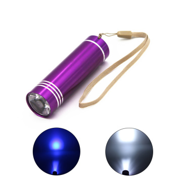 Mini Aluminum Torch White / UV Ultraviolet Light Flashlight Multi-color Lamp Use 3x AAA Battery