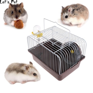 Let's Pet Portable Colorful Hamster Cage House Travel Carrier Feeding Bowl With Running Wheel