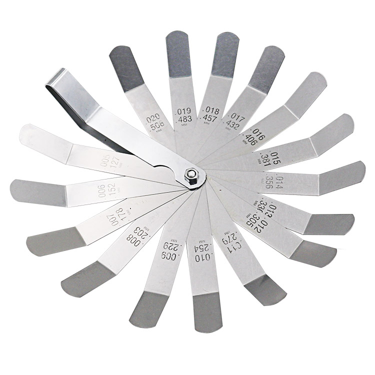 16 Blades Feeler Gauge Metric 0.127-0.508mm Stainless Steel Gap Filler Gauge Measurement Tool for Engine Valve Adjustment