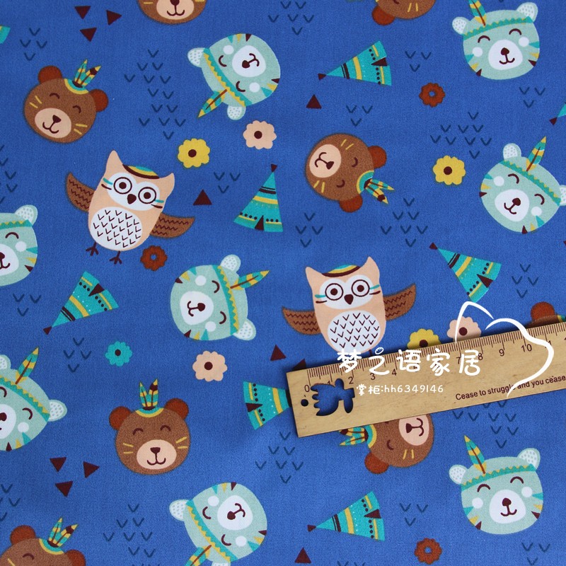 160cm*50cm Tribal bear owl newborn cotton fabric DIY bedding apparel dress patchwork fabric kids handwork cotton cloth tecido