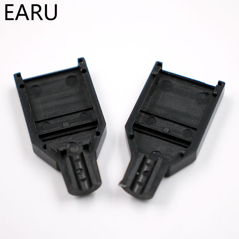 DIY 10pcs Type A Female USB 4 Pin Plug Socket Connector With Black Plastic Cover USB 2.0 Connect Adapter PCB SDA Data Cable Line
