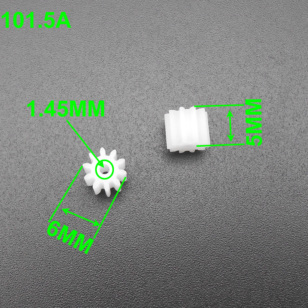 200PCS 0.5M 0.5 Modulus Plastic Spur Gear T=10 Aperture 1.5mm 1.45MM DIY Model Accessories 10 Teeth 5MMX6MM 10T 1.5A 101.5A 5X6