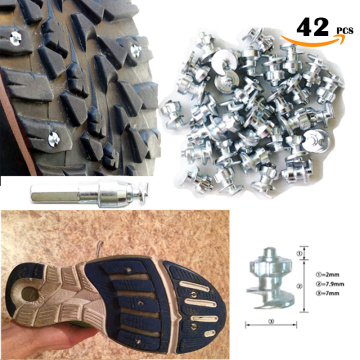 42pcs Shoes Spikes Bicycle Tyre Boots Motorbik Car Snow Studs for Fatbike Screw in Wheel Lugs Winter Outdoor Fishing Goujons