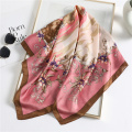 Silk Sqaure Scarf Large Size 90cm for Women Floral Print Neck Shawl Wraps Hijab Foulard Headband Lady Neckerchief Bandana 2020