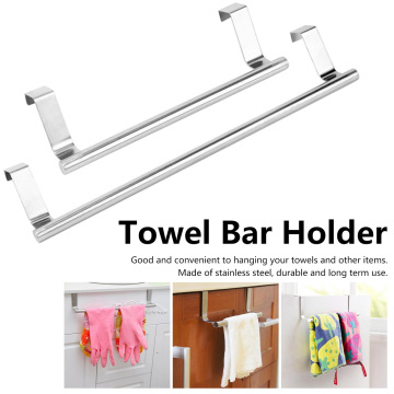 2 Size Towel Rack Bar Hanging Holder Towel Racks Over Kitchen Cabinet Door Bathroom Shelf Rack Home Organizer Long Wall Hook
