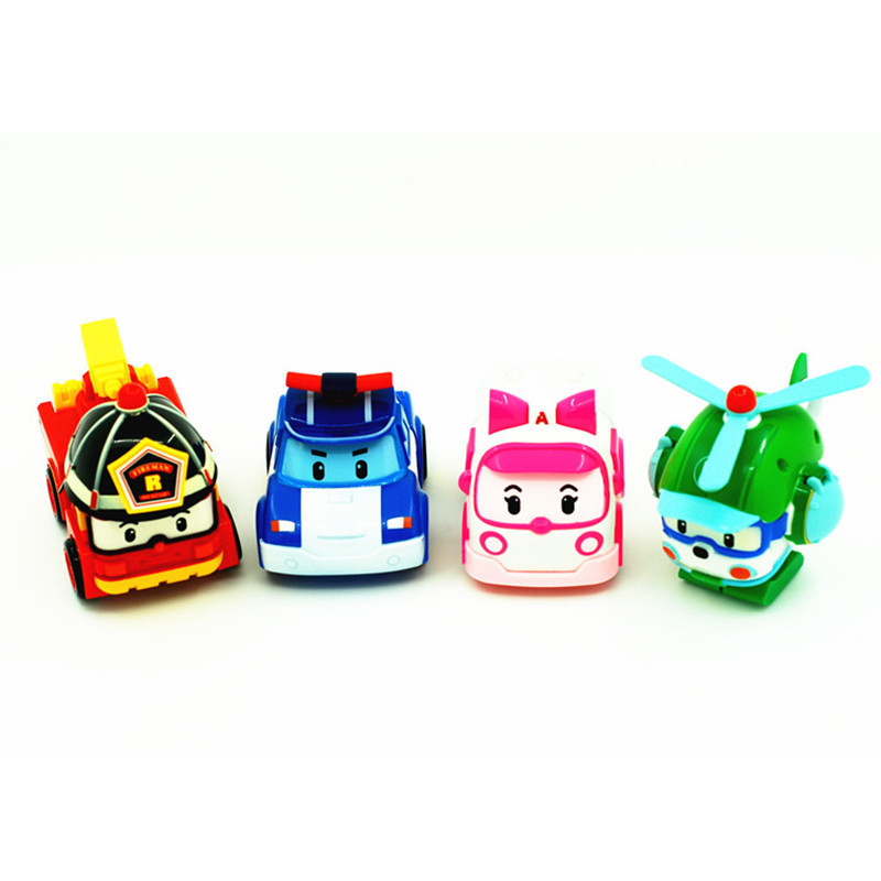 4pcs/set Robocar Poli Kids Toys Robot Transformation Anime Action Figure Robok Skirts Anime Figures Toy For Children