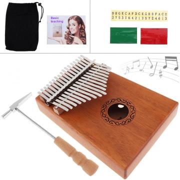 17 Key Kalimba Single Board Mahogany Thumb Piano Mbira Mini Keyboard Instrument with Complete Accessories Musical Instrument