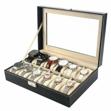 3/6/12 Leather Watch Box Case For Unisex Wrist Display Jewelry Organizer Storage PU Leather Wrist Watch Box Display Case