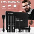 5 Pcs/set Beard Growth Kit Barbe Hair Growth Enhancer Set Beard Nourishing Growth Essential Oil Facial Beard Care Kit with Comb