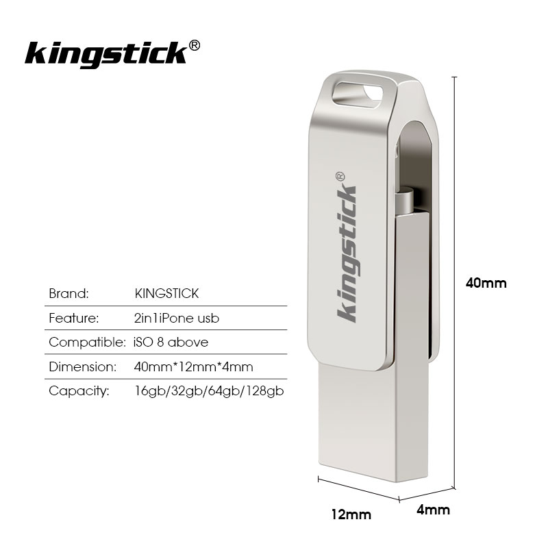 Usb Flash Drive For iPhone 6/6s/6Plus/7/7Plus/8/X Usb/Otg/Lightning 2 in 1 Pen Drive For iOS External Storage Devices