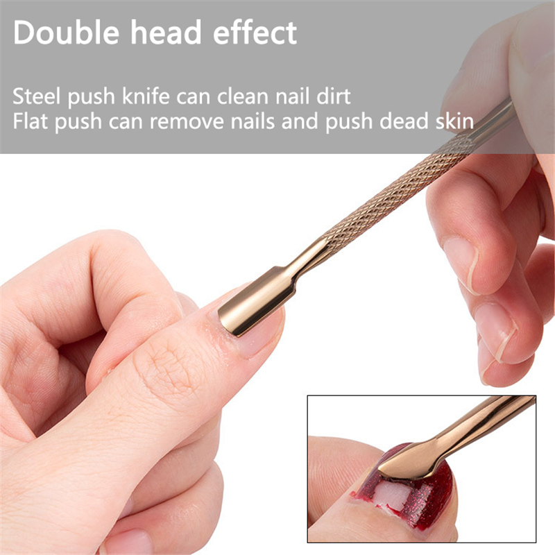 Nail Art Files UV Gel Polish Dead Skin Remove Manicure Pedicure Clean Care Tools 8 Colors Stainless Steel Cuticle Spoon Pusher