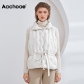 Aachoae 2020 Women's Ultra Light Down Vest Solid White Duck Down Coat Lady Sleeveless Bandage Casual Waistcoat Doudoune Femme