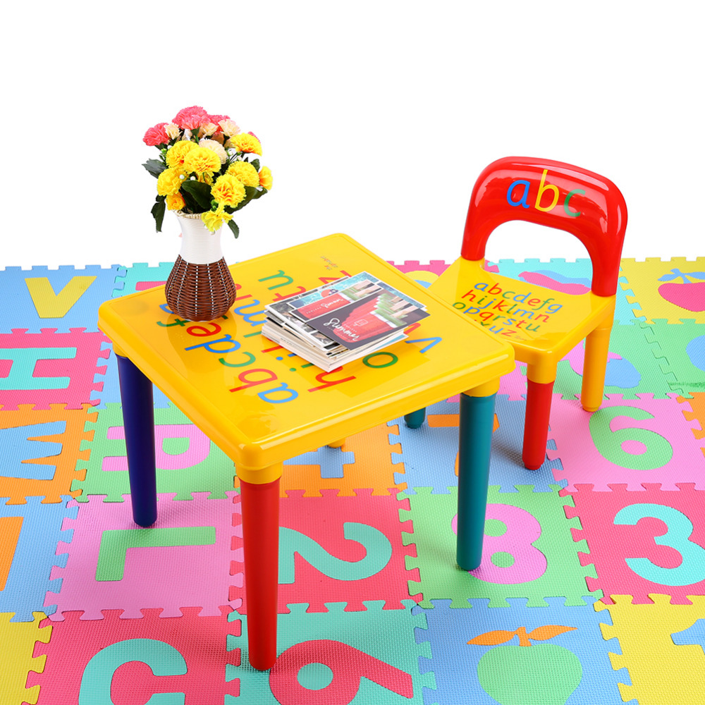 2 piece Table & Chairs Plastic DIY Kids Set Play Toddler Activity Fun Child Toy Children Table and Chair Set