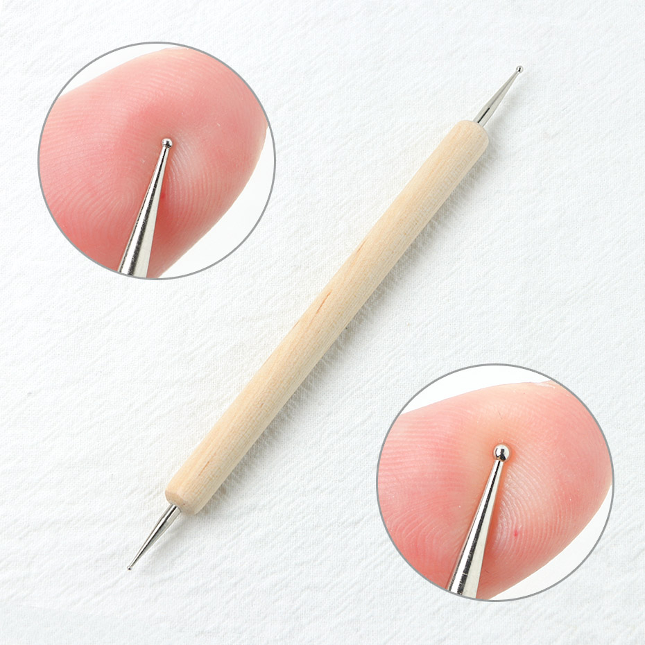 Professional 2 Ways Wooden Dotting Tool Nail Point Pen Rhinestones Gems Picking Dotting Pen Manicure Salon Nail Art Tool JINAO10