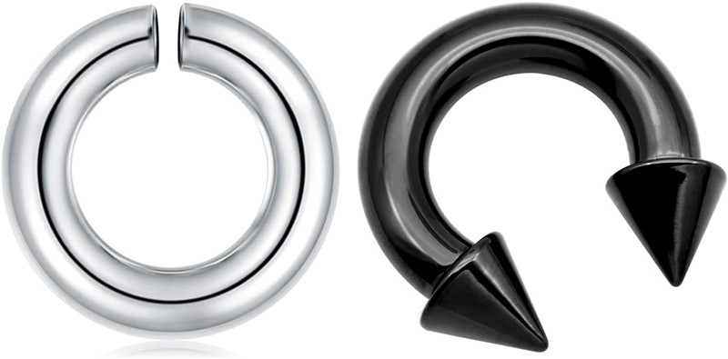 PA Rings Surgical Steel 10G Internally Threaded Circular Barbells Horseshoe & Fake Pierced Body Jewelry 16mm 18mm Inner 2pcs