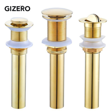 Bathroom Basin Drain Strainer Golden Plated Luxury Sink Pop-up Drainer with/without overflow Bathroom Accessories ZR2011