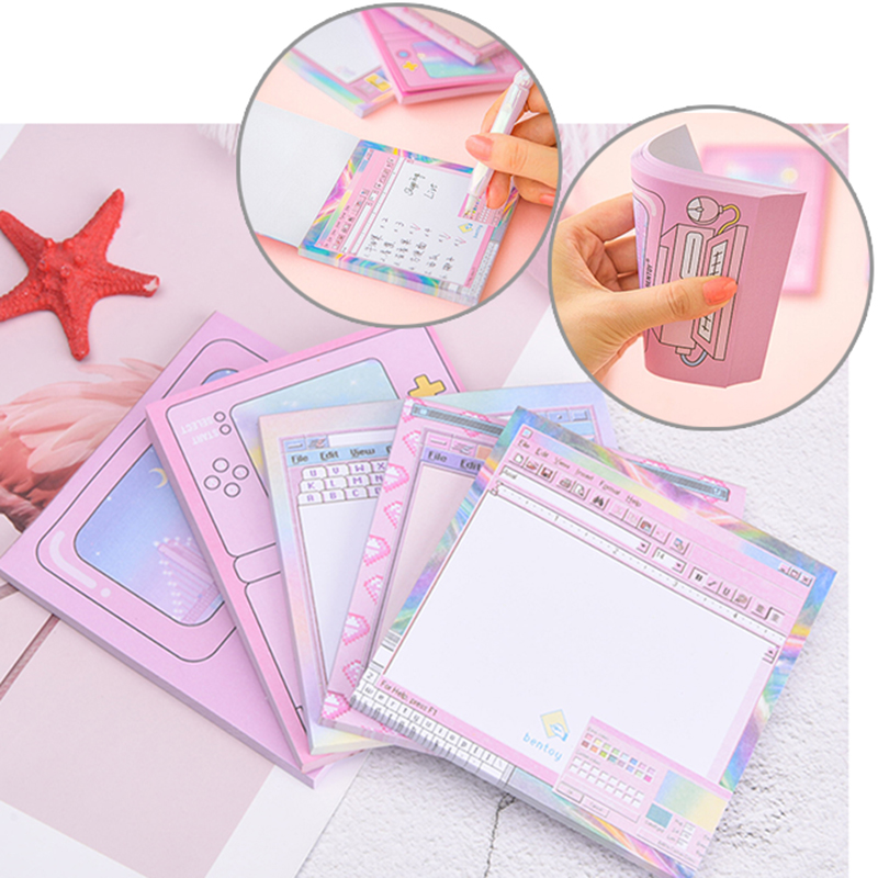 N Times Computer Game Model Paper Memo Pad Bookmark Stationery Pink Sticky Notepad Gift Random Delivery 9x9cm