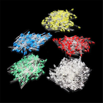 500Pcs 3MM LED Diode Kit Mixed Color Red Green Yellow Blue White Electronic Components Mixed Set Diodes