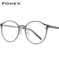 FONEX Pure Titanium Eyeglasses Frame Women Retro Round Prescription Glasses 2020 New Men Optical Screwless Eyewear 8530