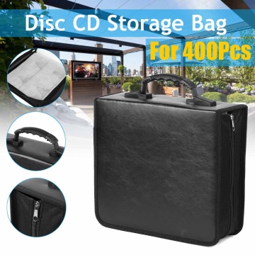 400 Discs Handheld Portable CD DVD Wallet Storage Bag Case Album Organizer Media Products Black PU Leather Discs Storage Box
