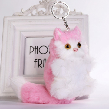 New Cute Fur Keychains Cat Plush Key Chain Animal Unisex Bag Car Key Rings Pendant Women Men Gift Jewelry Accessories