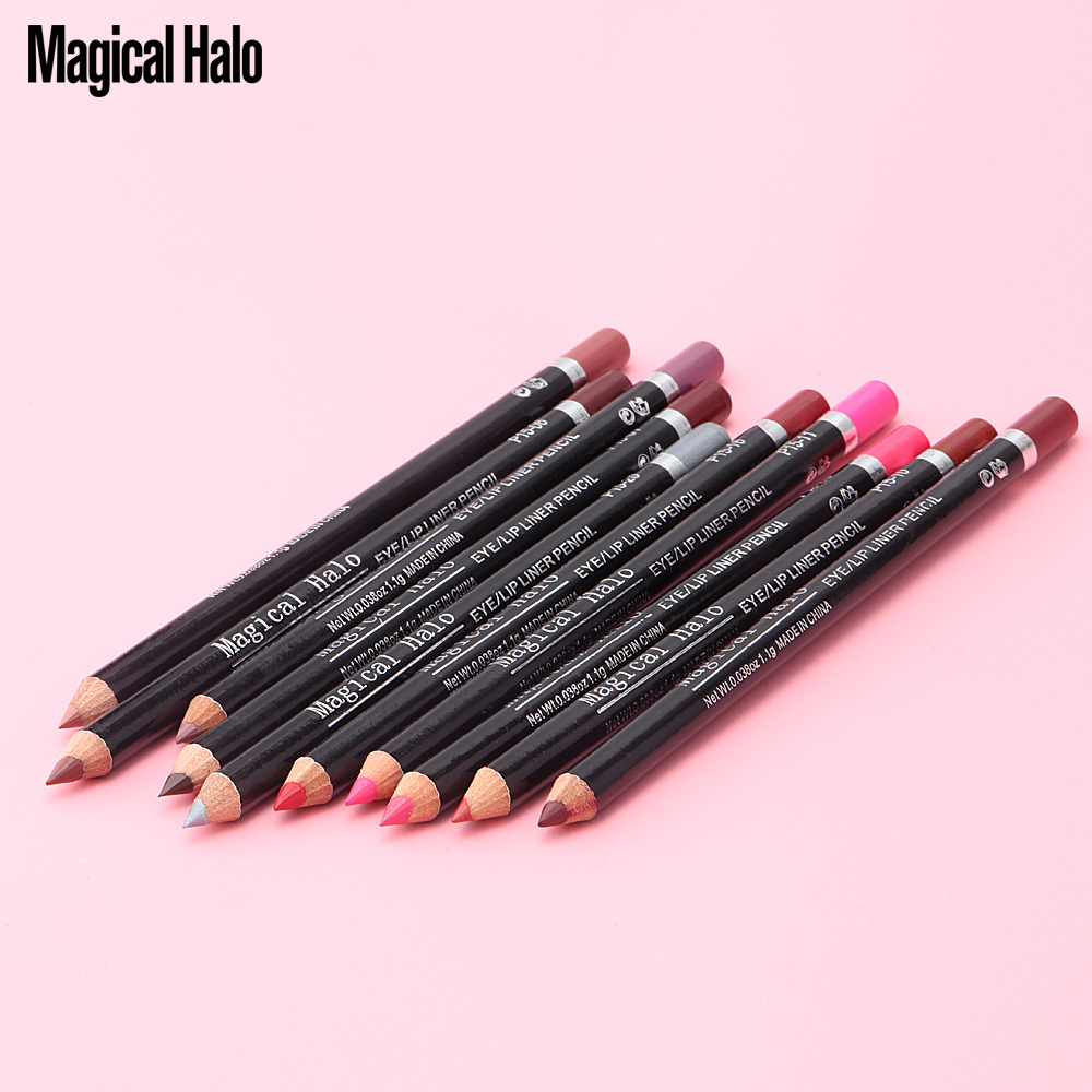 10pcs Magical 10 Colors Lip Liner Makeup Lasting Waterproof Does Not Fade Surface Matte Wooden Lipstick Pen Make Up Tools TSLM2