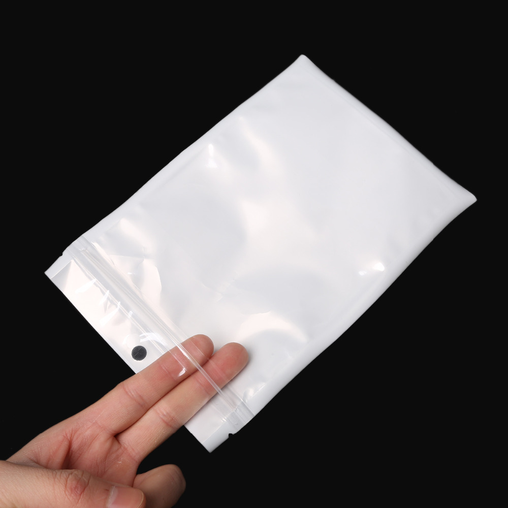 New 14x20cm White / Clear Self Seal Zipper Plastic Retail Packaging Bag, Ziplock Zip Lock Bag Retail Package W/ Hang Hole