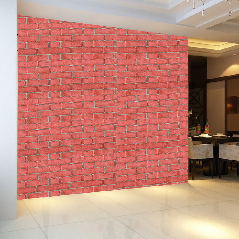 45cm 3d Red Brick Stone Wallpapers For Bed Room Living Room Hotel House Decorative Stickers PVC Self Adhesive Wall Paper Murals