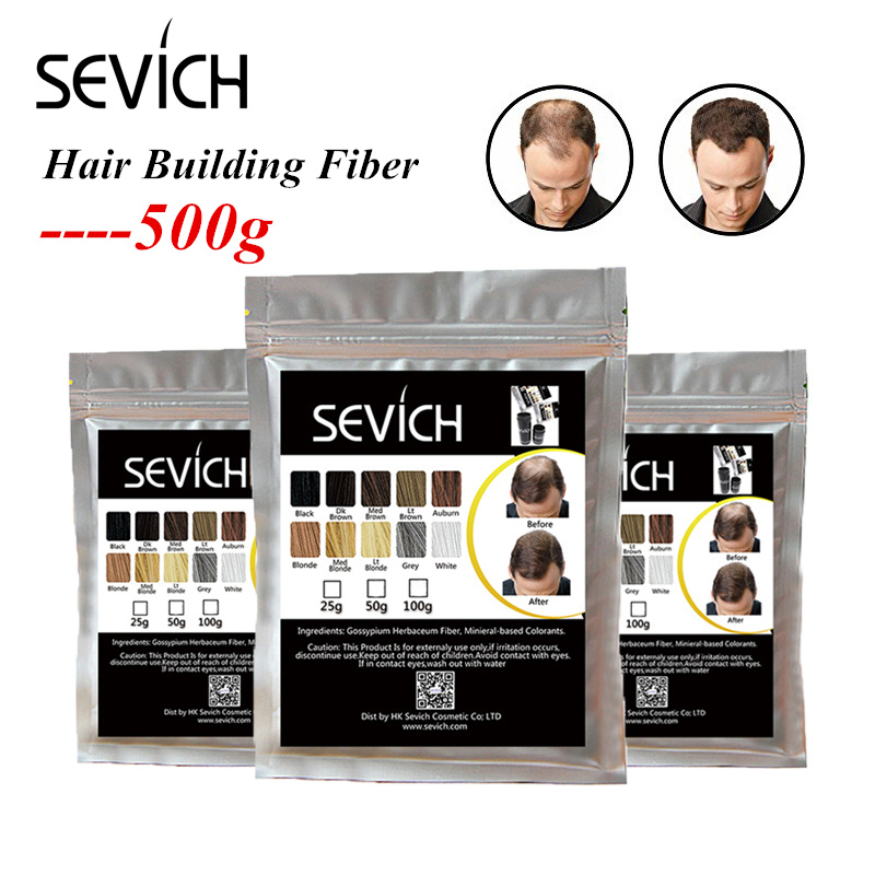 Sevich 500g Hair Building Fiber 10 Color Keratin Powders Fibers Hair Regrowth Fiber Hair Refill Instant Salon Hair Treatment