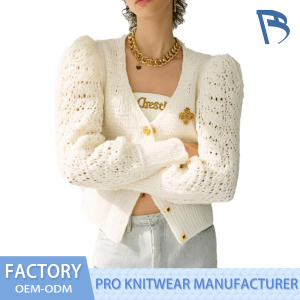 Elegant White Hollow Knit Top for Women