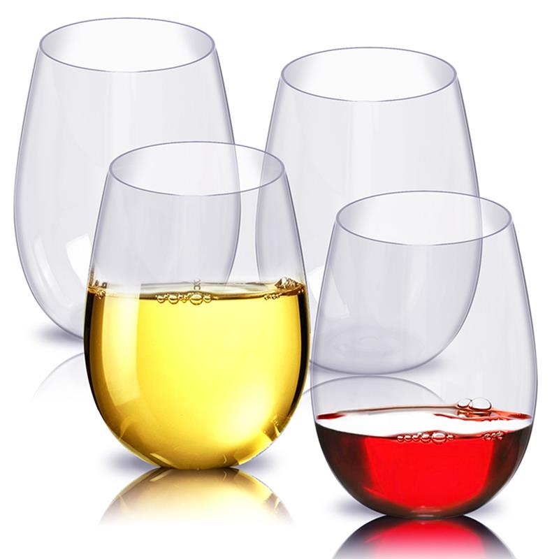 4pc/set Shatterproof Plastic Wine Glass Unbreakable PCTG Red Wine Tumbler Glasses Cups Reusable Transparent Beer Cup