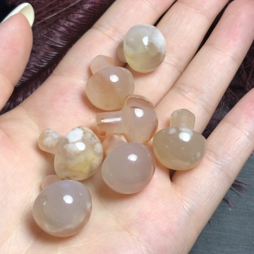 10pcs Mini Cherry Blossom Agate Mushroom Quartz Crystal Hand Polished Healing Natural Quartz Crystals