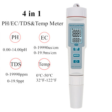 4 in 1 PH/TDS/EC/Temp Meter Waterproof PH Meter Water Quality Meter PH tester for Pools, Drinking Water, Aquariums 40% off