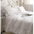 Romantic white falbala ruffle lace bedding sets/princess duvet cover set,solid color comforter sets,twin full queen king