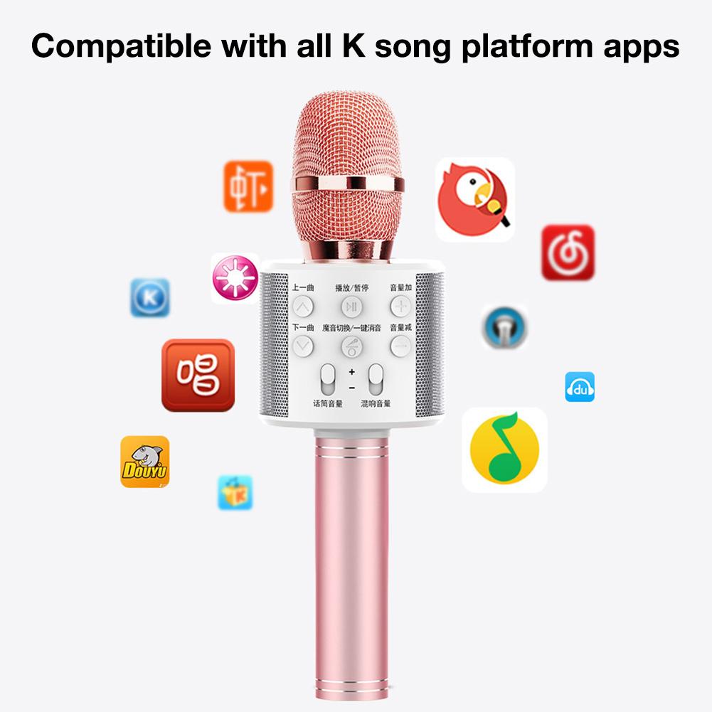 Portable Wireless Karaoke Microphone Bluetooth 5.0 Handheld Speaker Home KTV Player With Dancing LED Lights Record Function