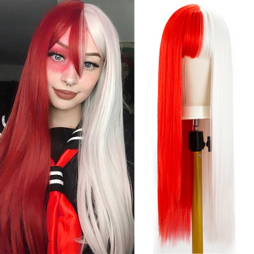 Rambut palsu Cosplay Sintetik Warna Dua Tona Lurus Panjang